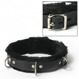Stricte cuir fourrure étroites bordées de collier de verrouillage