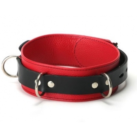 Colar de couro estrito luxo vermelho e preto de bloqueio