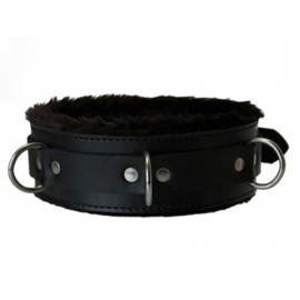 Estricto cuero Premium piel forrado Collar de bloqueo