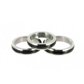 Chrome Stainless Steel Cock Ring with Black Band