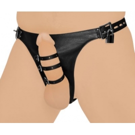 Harnais en cuir stricte avec 3 sangles de Penile