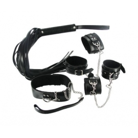 Jogo de Bondage preto de couro estrito