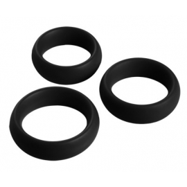 3 Piece Silicone Cock Ring Set (Black)