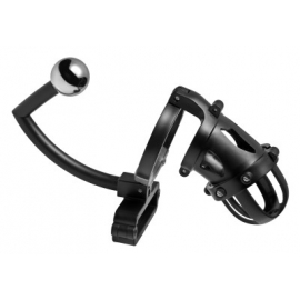 Oppressor Male Confinement Chastity Cage with Ball Clamp and Anal Hook