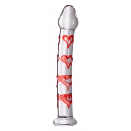 Hearts of Desire Textured Glass Dildo