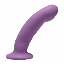Curva correa de silicona púrpura en arnés Consolador