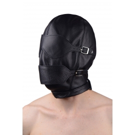Capot en cuir Premium avec bandeau sur les yeux et respirant Ball Gag