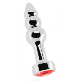 Riche en 4 pouces argent Plug avec saphir rouge